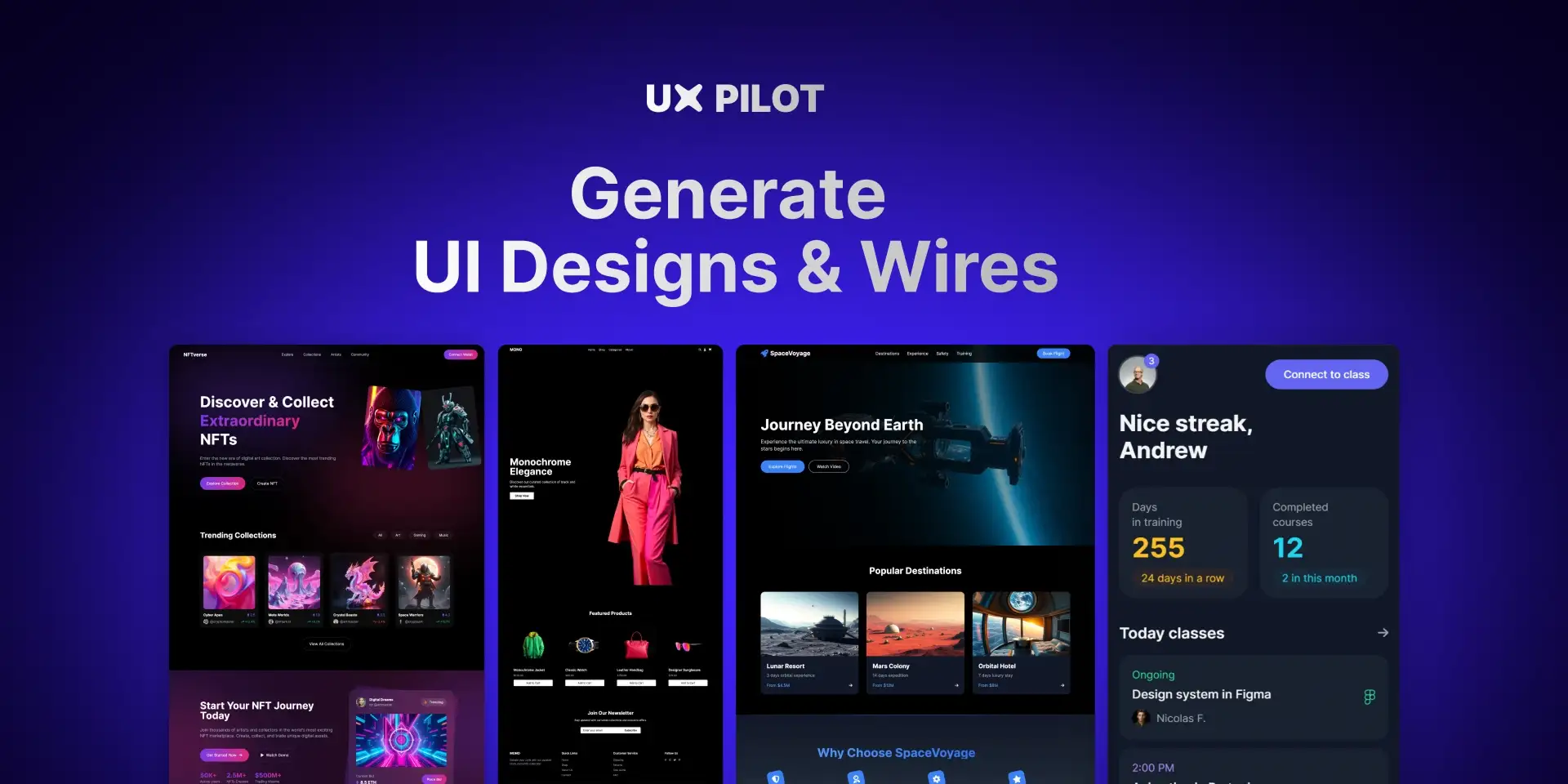 UX Pilot AI plugin showing wireframe generation and AI layout tools